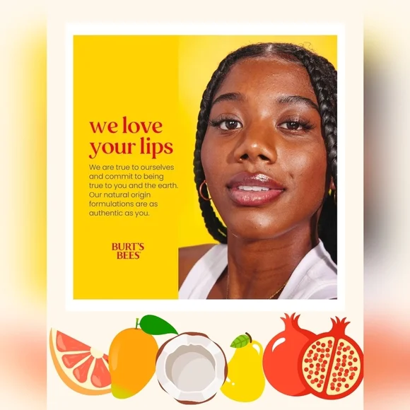 New Burt's Bees 100% Natural Moisturizing Lip Balm Superfruit, 4 Tubes In Box - Picture 6 of 10